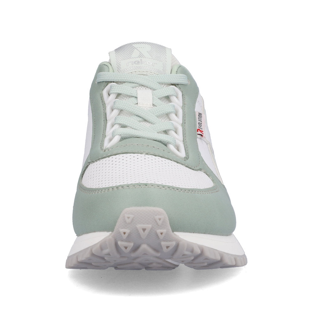Rieker Revolution White and Mint Leather Trainers
