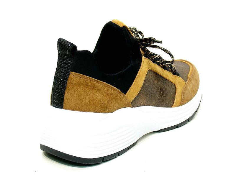 Remonte Ochre, Tan and Black Suede Sneakers