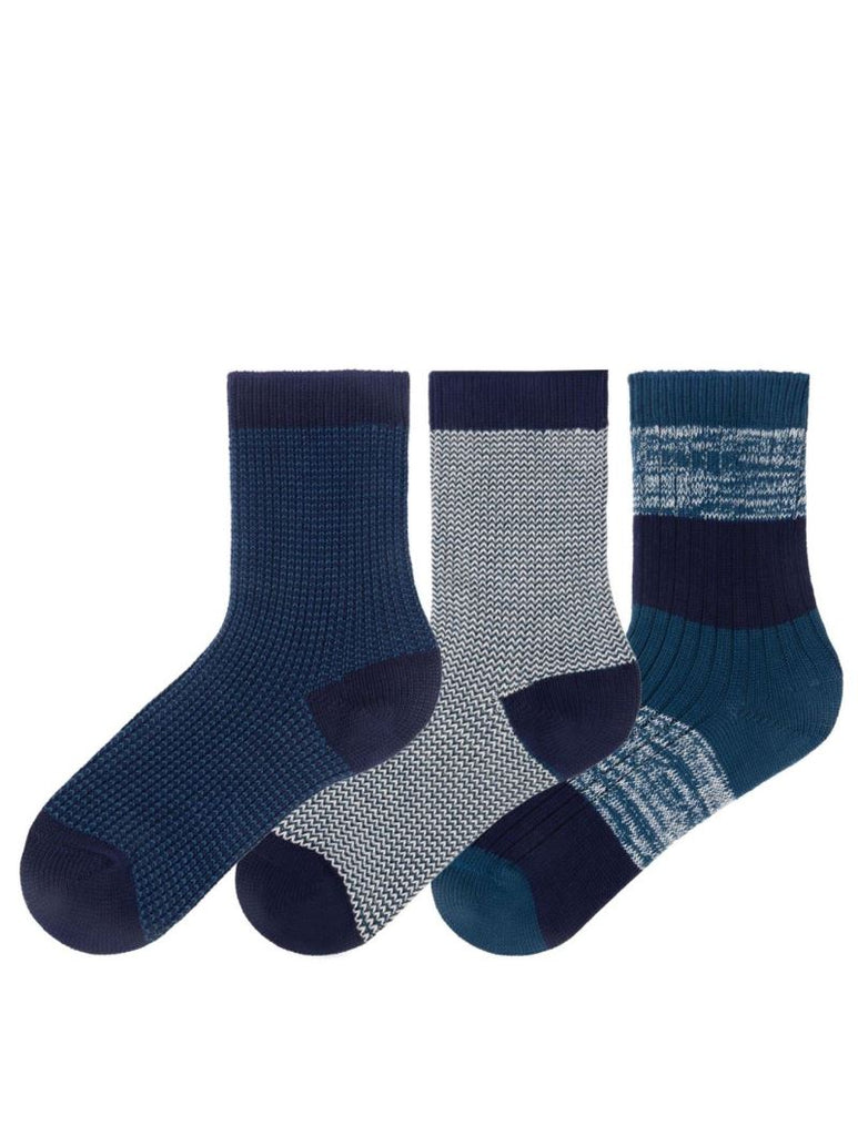 3 pictures of Boys blue socks 