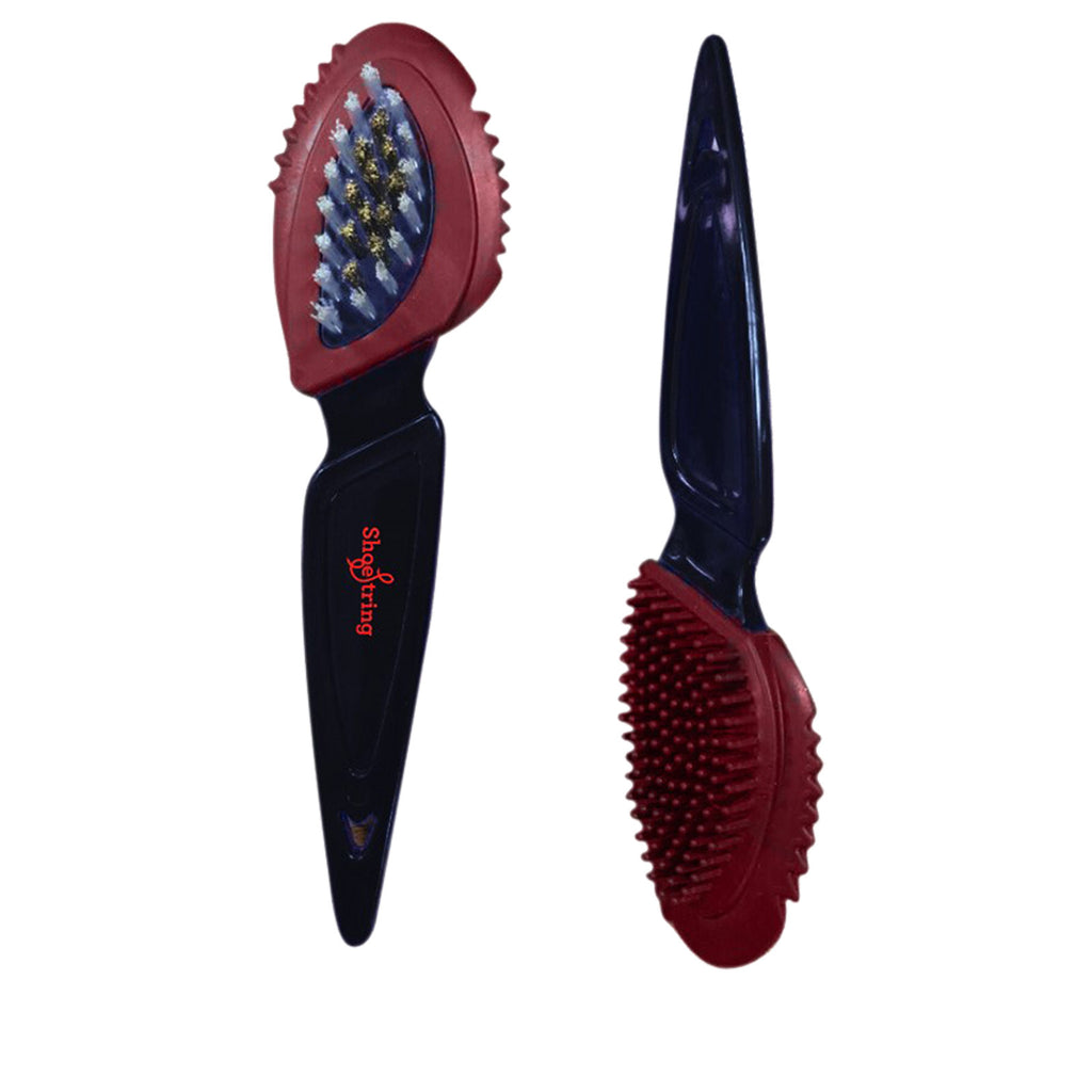 suede brush in navy and red