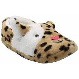 Kids Leopard Print Animal Slippers with White Patch