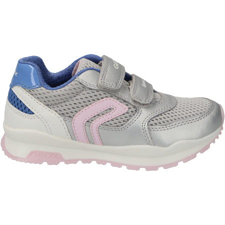 Geox Silver and Pink J Pavel Girls Runners