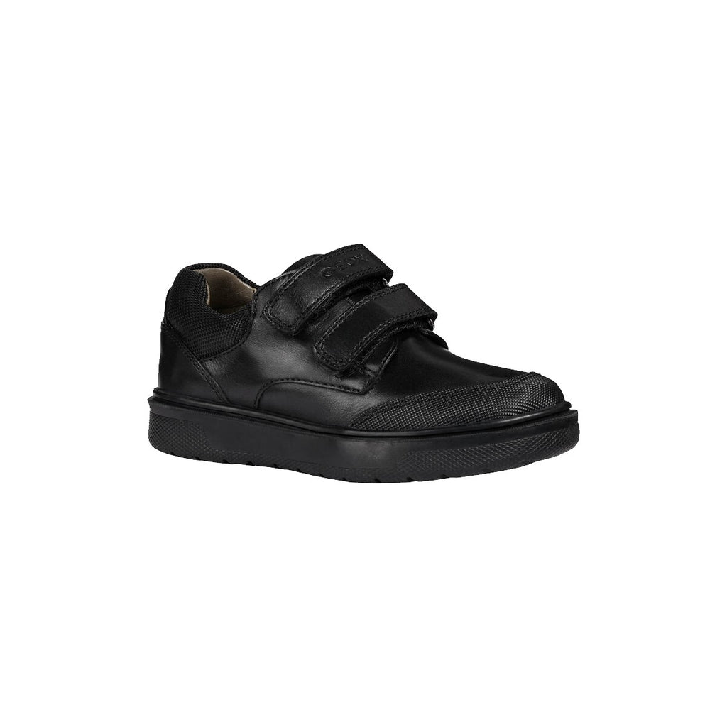 black school shoe with 2 velcro straps and reinforced toe