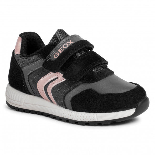Geox Black and Pink J Alben Girls Trainers