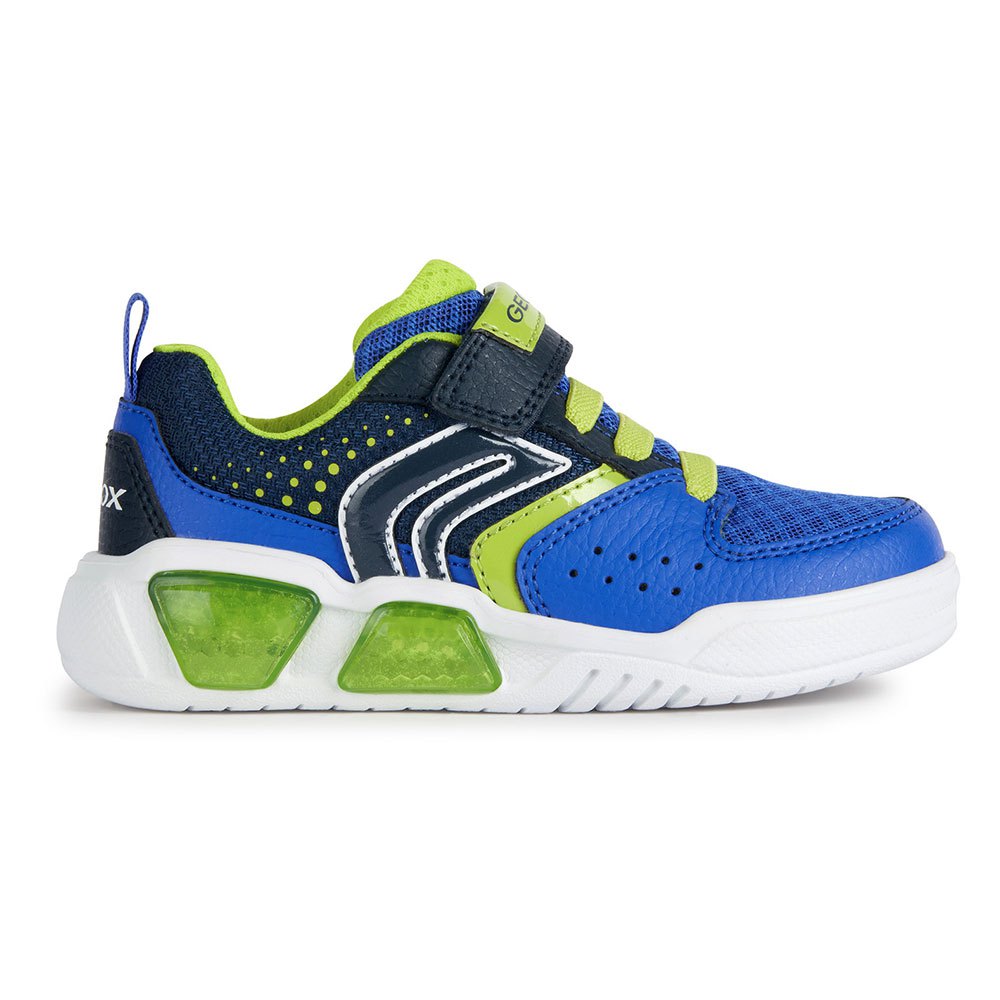 Geox Royal Blue and Lime Velcro Light up Trainers