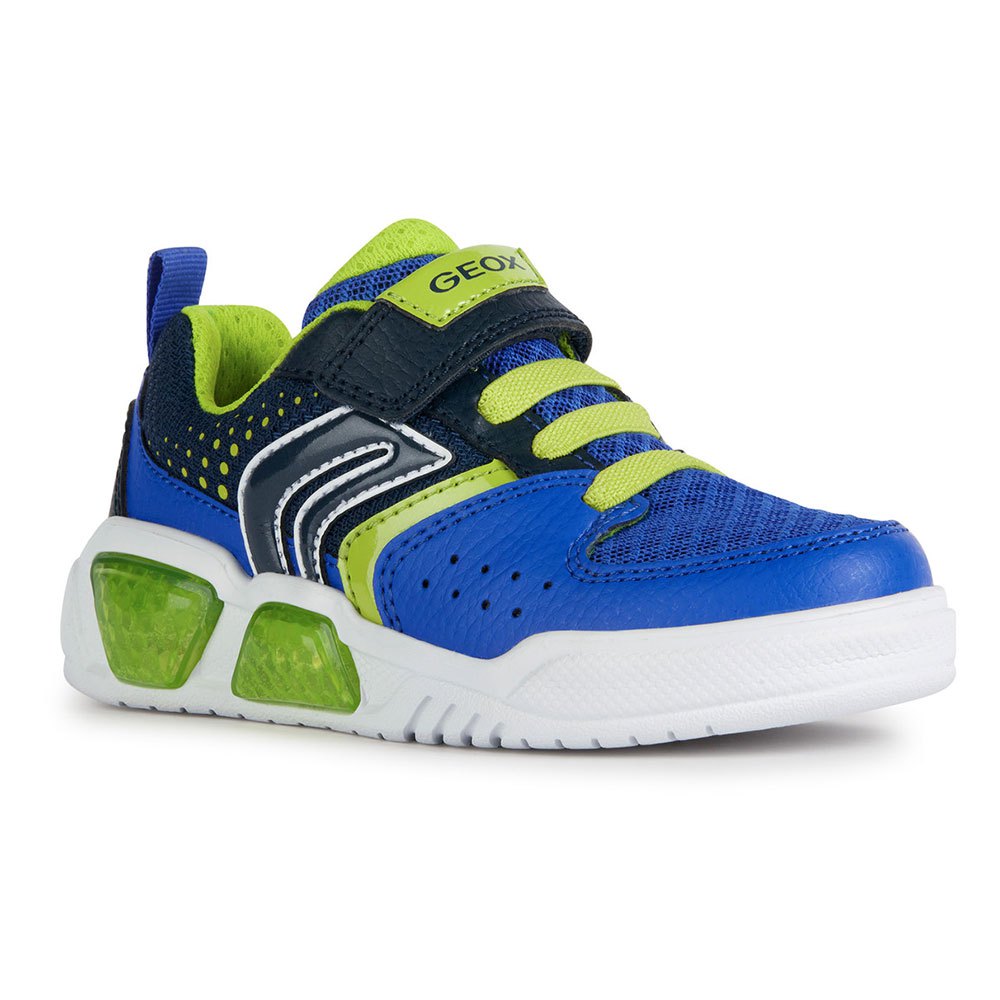 Geox Royal Blue and Lime Velcro Light up Trainers