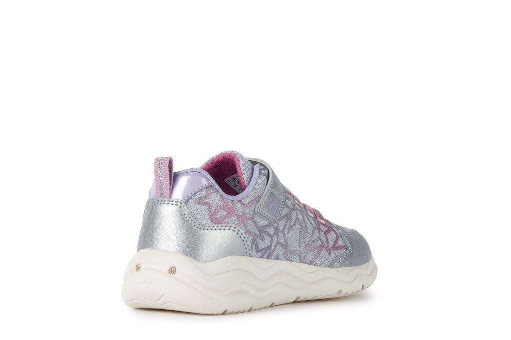 Geox Phyper Silver and Fuchsia Light up Girls Trainers