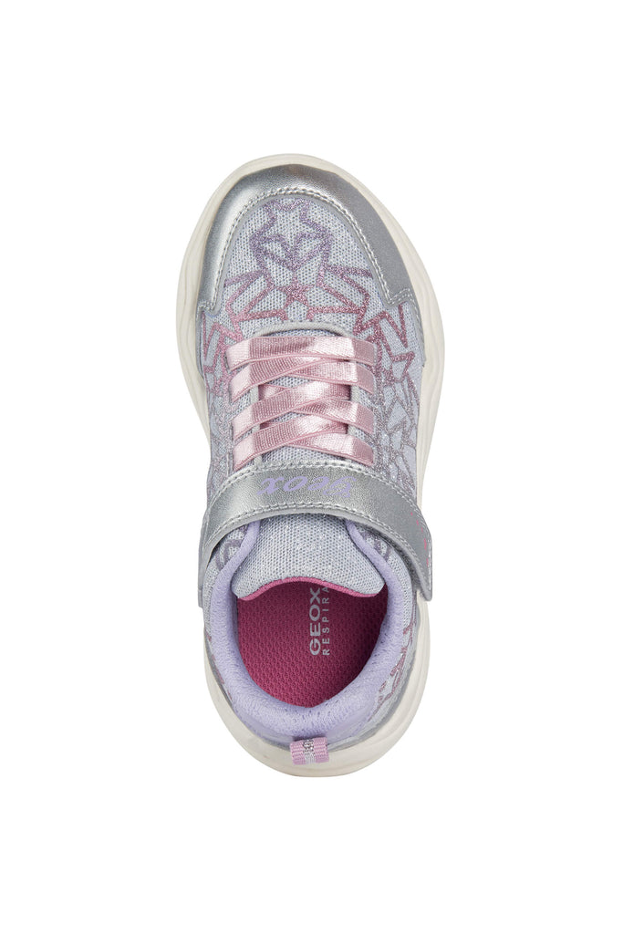 Geox Phyper Silver and Fuchsia Light up Girls Trainers