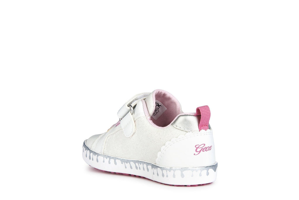 Geox White B Kilwi Sneaker with Velcro