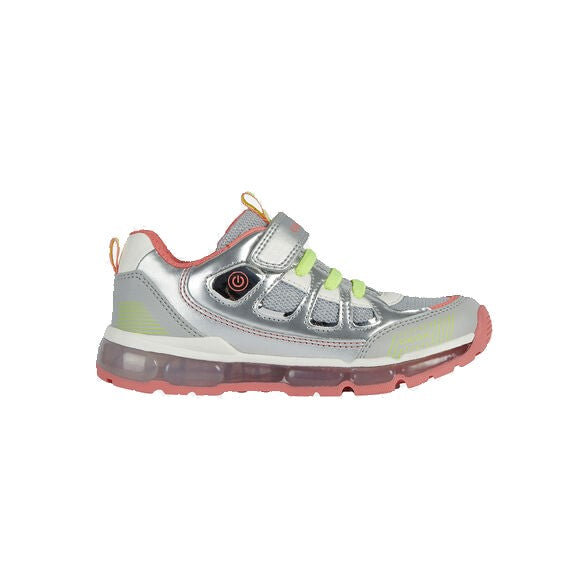 Geox Silver and Pink Light Up Girls Runners