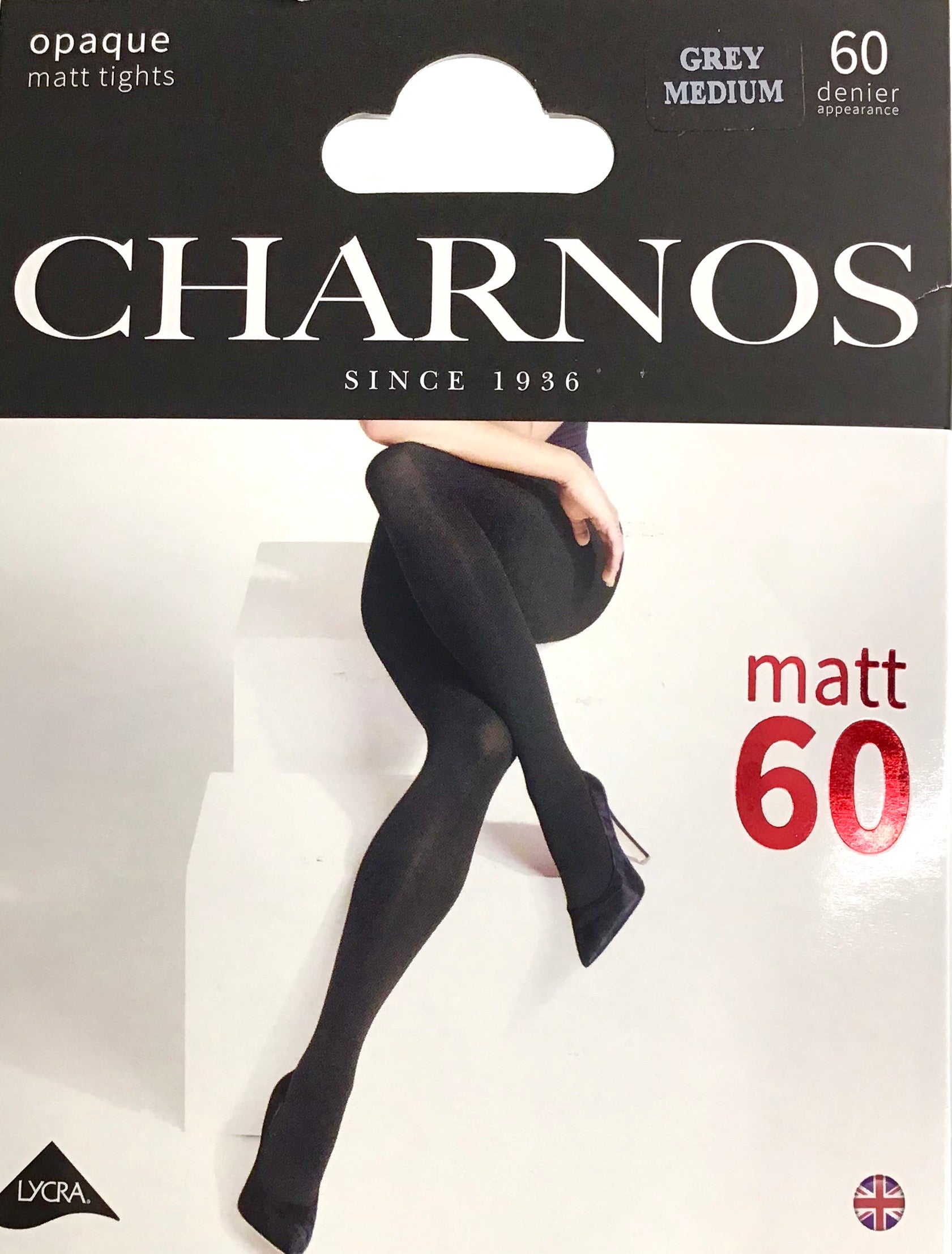 Charnos Opaque Matt Grey Tights 60 Den kearneysclick