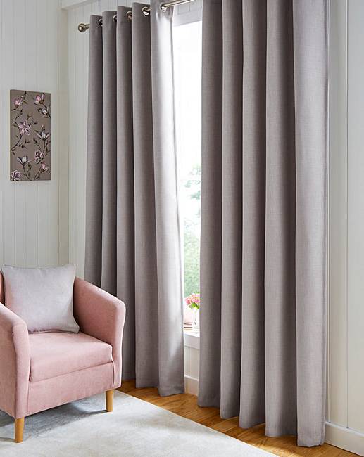 Hugo Grey Blackout Woven Ring Top Curtains