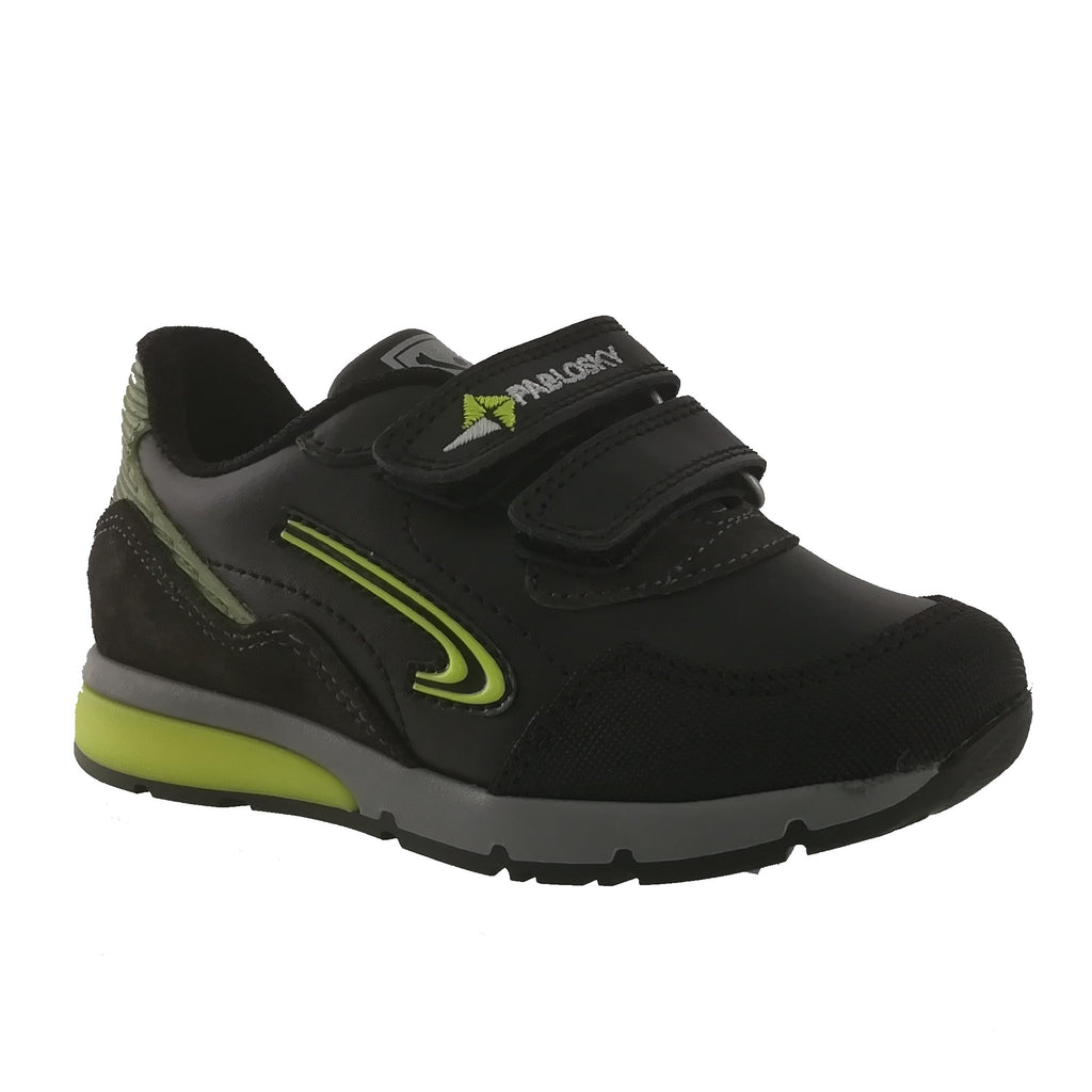 Torello Black Leather Kids Shoes Runners