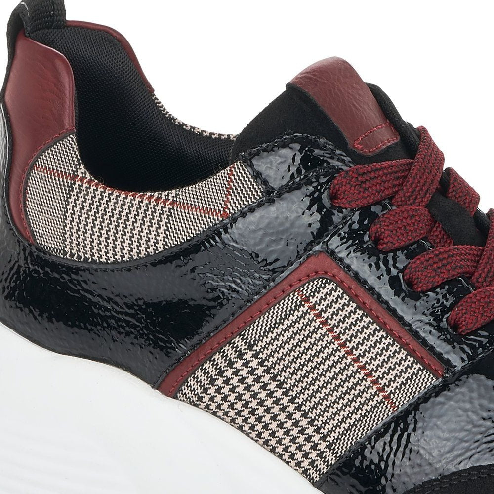 chunky runners with plaid pattern and red details