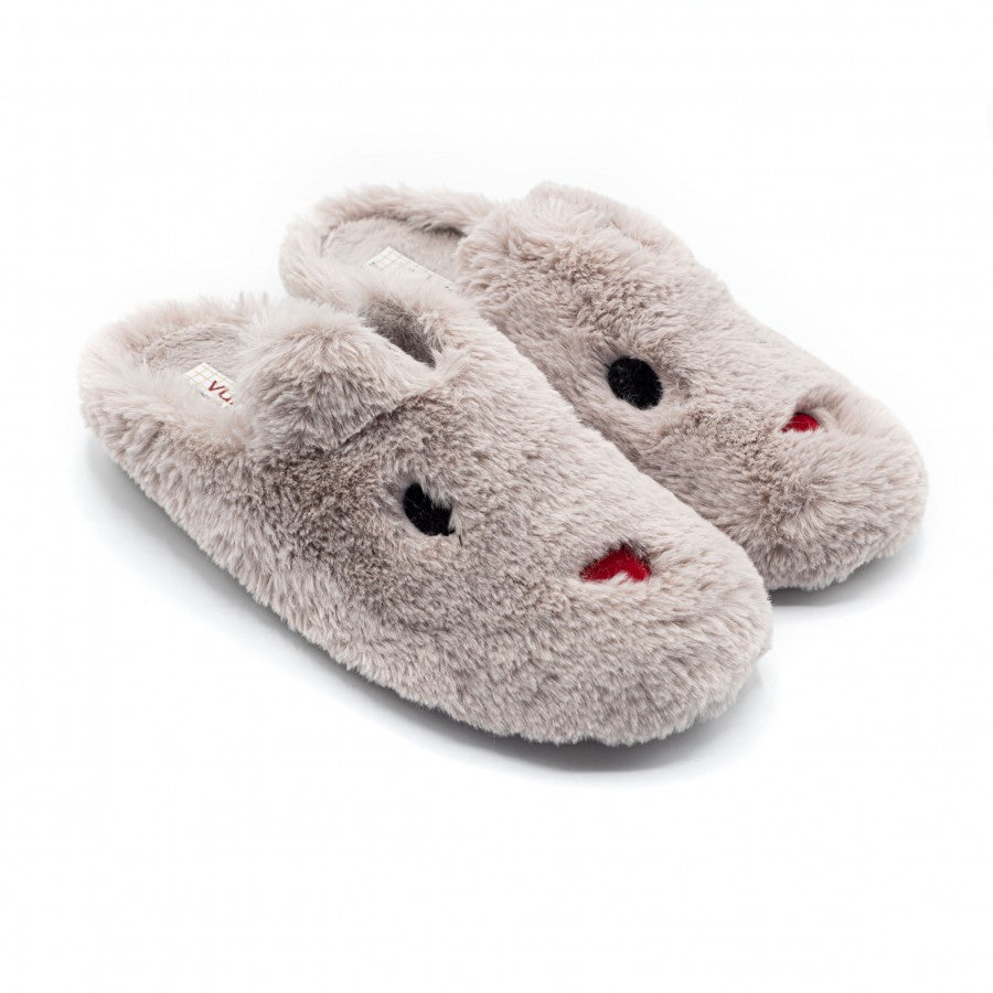 Soft Grey  Women's Rabbit Slippers