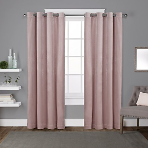 Soft Pink Velour Ring Top Curtains