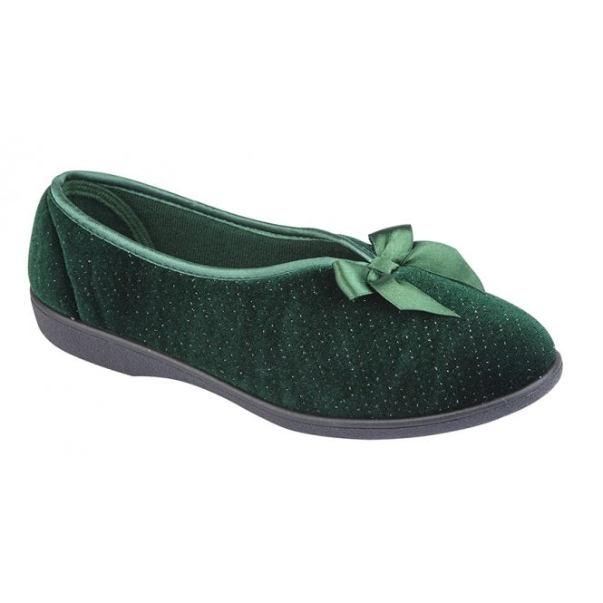 Soft Green Ladies Slippers with a Bow Detail